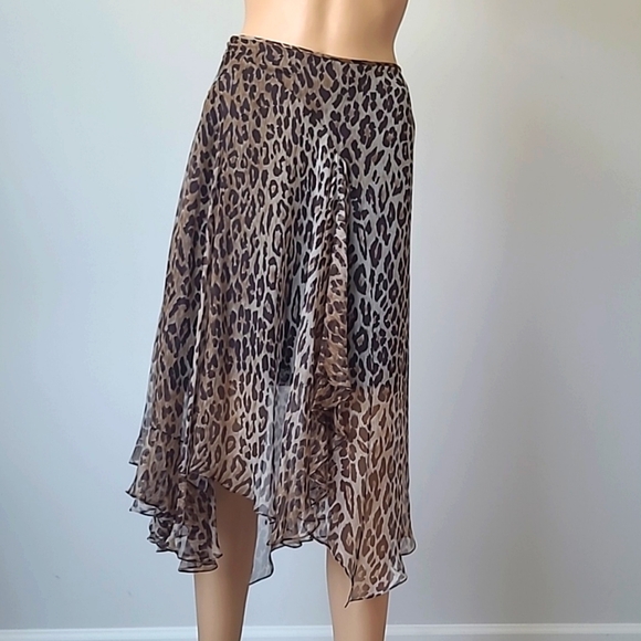 Dolce & Gabbana 100% Silk Animal Print Asymmetrical Skirt - Picture 1 of 8